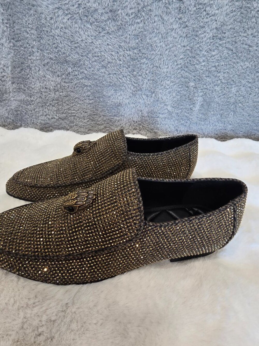 Kurt Geiger London Men's Hugh Crystal Embellished Logo Ornament Loafers  Size 43